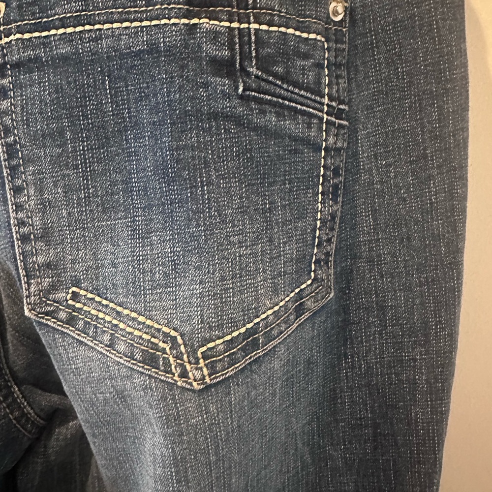 Flamingals Dark Wash Flare Jeans Contrast Stitching Size Medium NWT - Picture 5 of 6